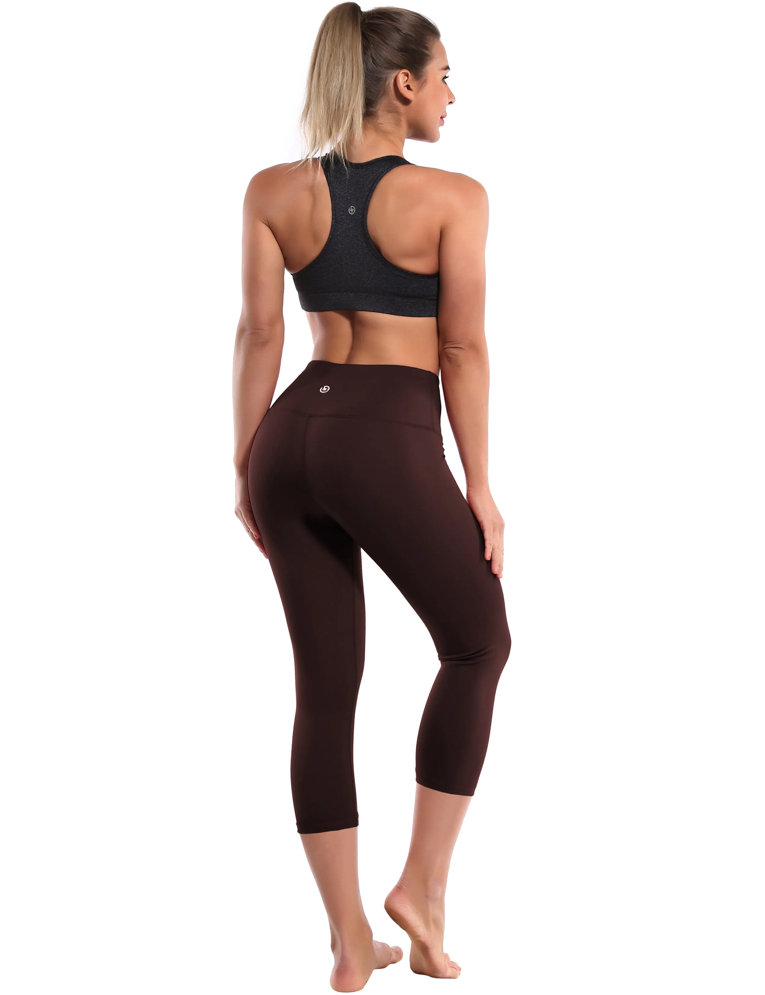 19" High Waist Crop Tight Capris mahoganymaroon