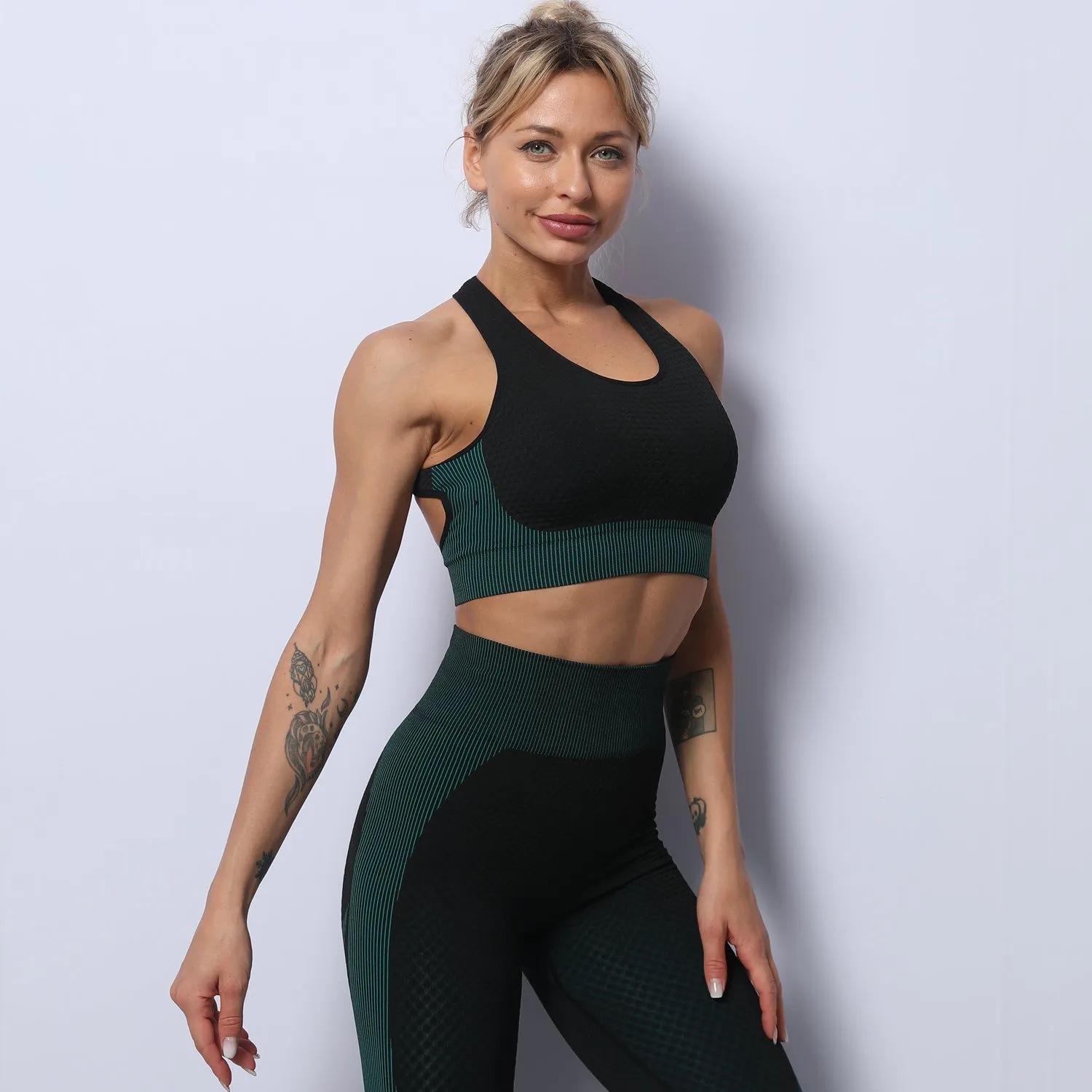 3 Piece Seamless Zipper Yoga Pant Sets