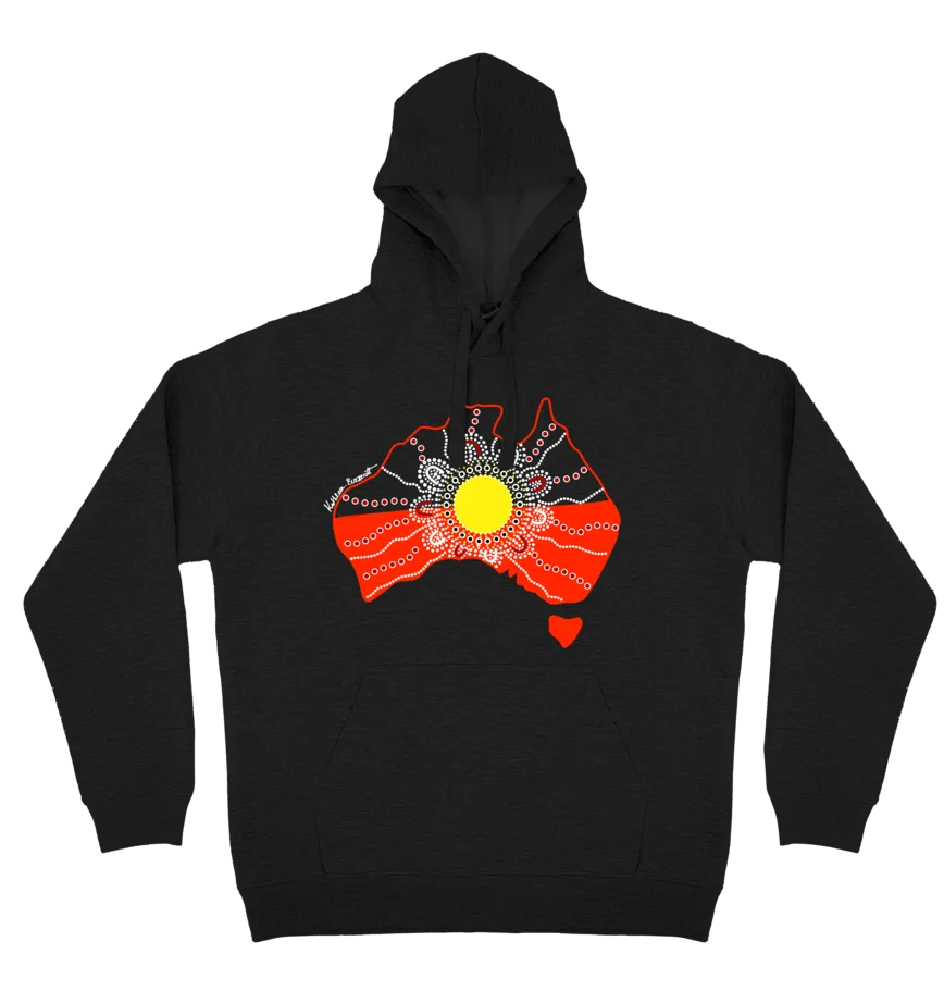 Adults Cozy Hoodie - Aboriginal Flag By Kathleen Buzzacott