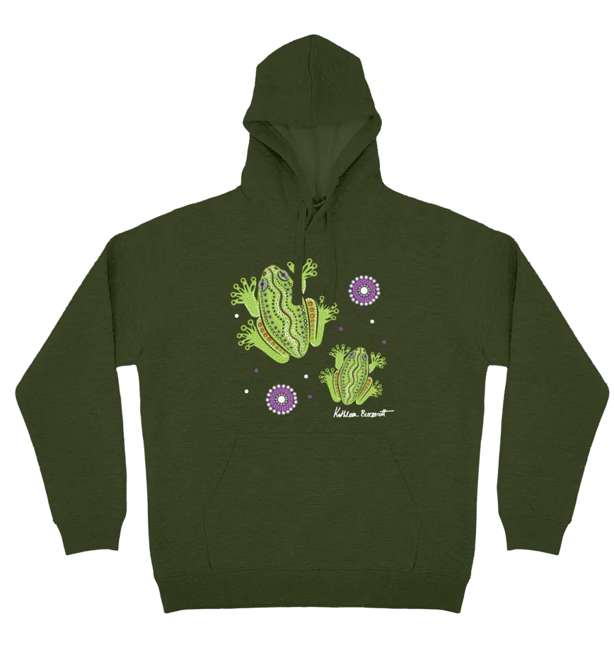 Adults Cozy Hoodie - Centralian Tree Frog By Kathleen Buzzacott