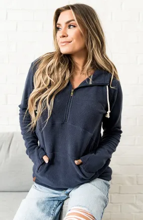 *Ampersand* Blueberry Halfzip - Cozy Cutie