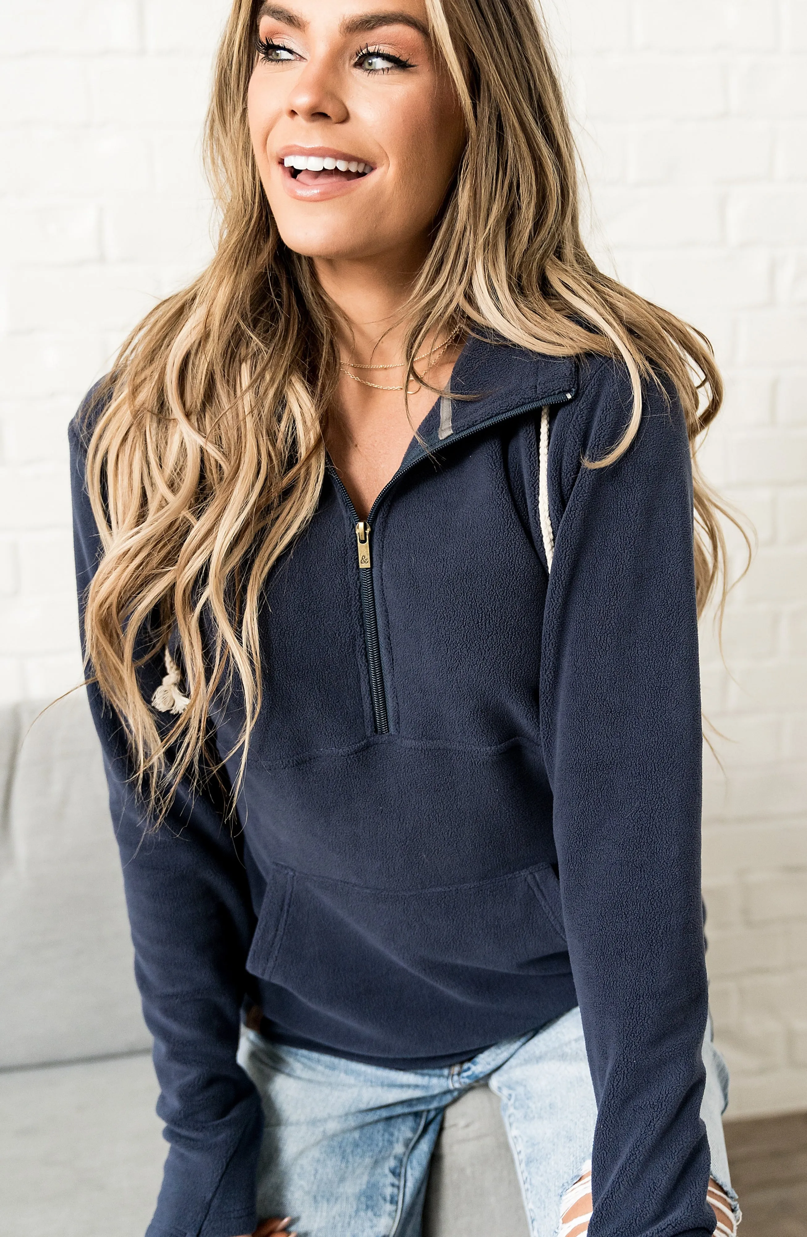 *Ampersand* Blueberry Halfzip - Cozy Cutie