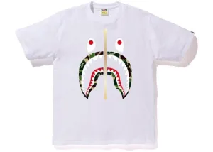 BAPE ABC GOLD ZIP SHARK TEE WHITE/GREEN