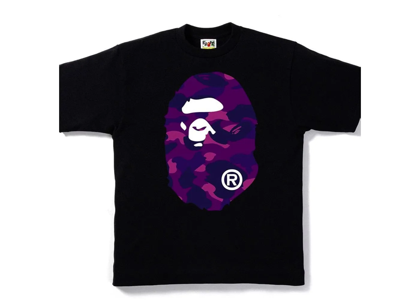 BAPE COLOR CAMO BIG APE HEAD TEE BLACK/ PURPLE