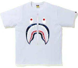 BAPE COLOR CAMO SHARK TEE WHITE/NAVY