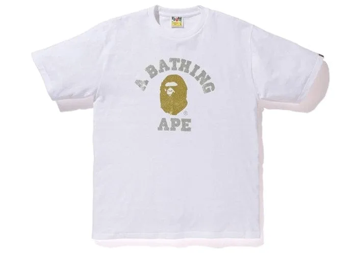 BAPE GLITTER COLLEGE TEE WHITE/GOLD