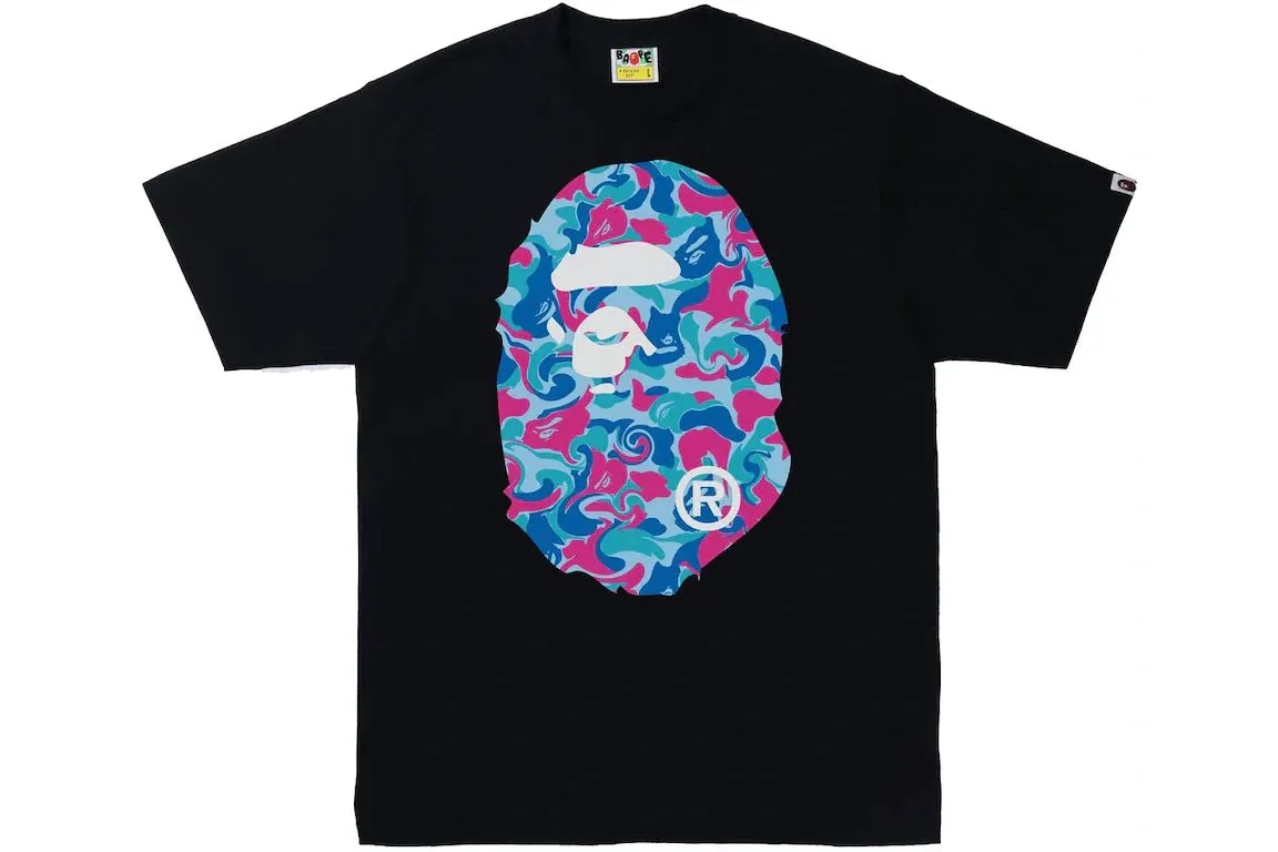 BAPE MARBLE CAMO BIG APE HEAD TEE BLACK