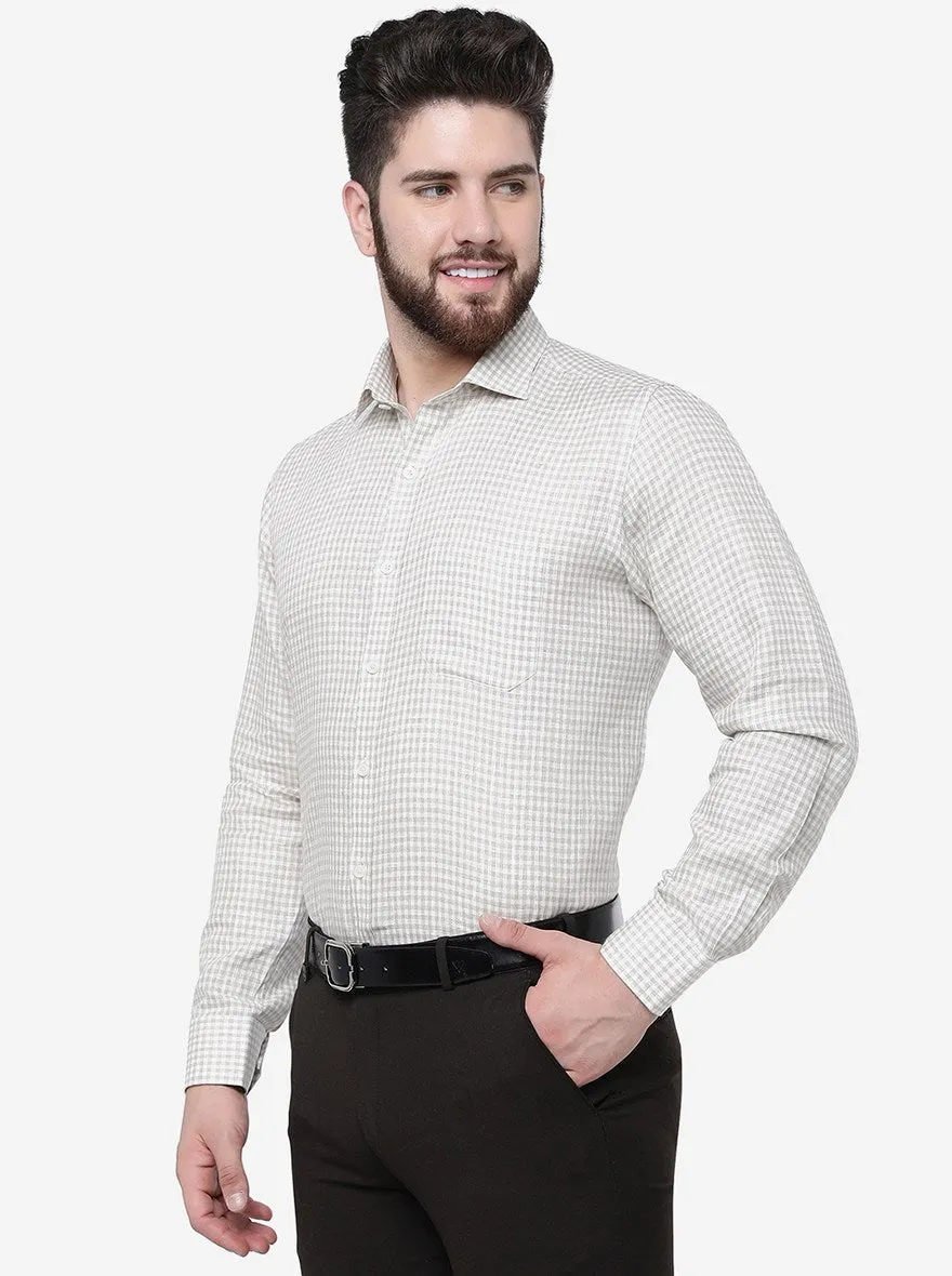 Beige Checked Regular Fit Formal Shirt | JadeBlue