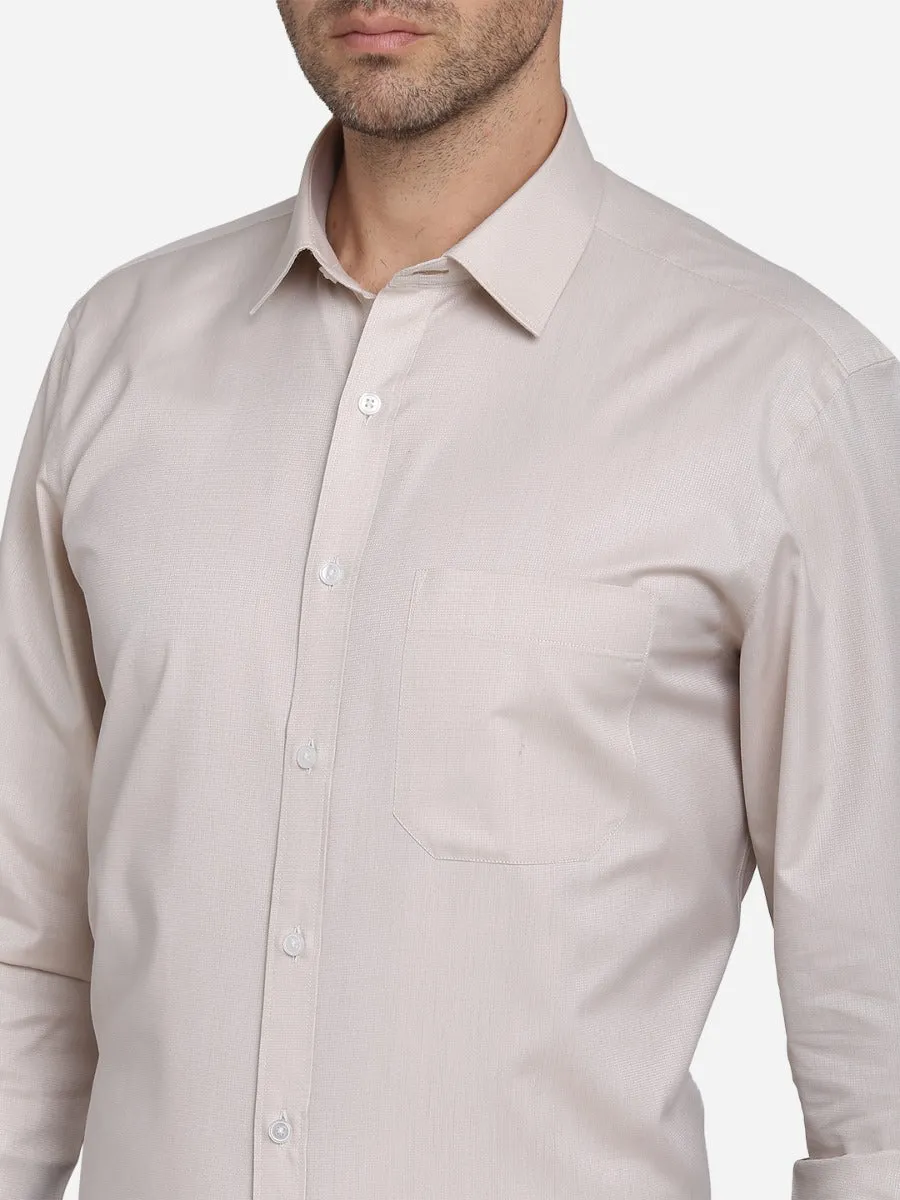 Beige Dobby Regular Fit Formal Shirt | Greenfibre