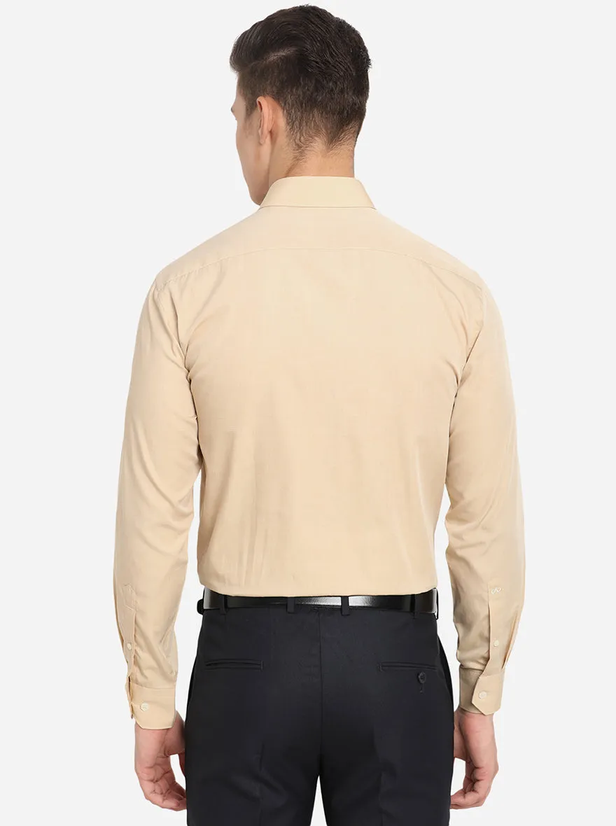 Beige Solid Regular Fit Formal Shirt | JadeBlue