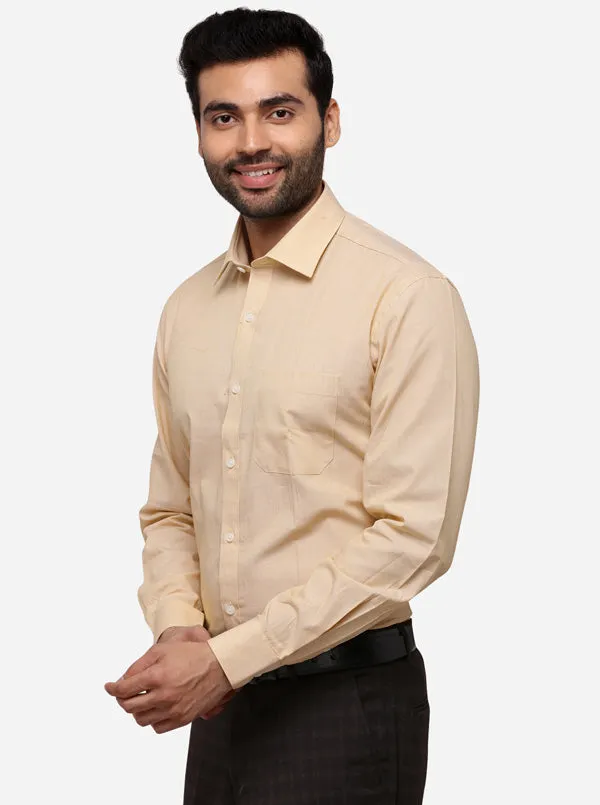 Beige Solid Regular Fit Formal Shirt | JadeBlue