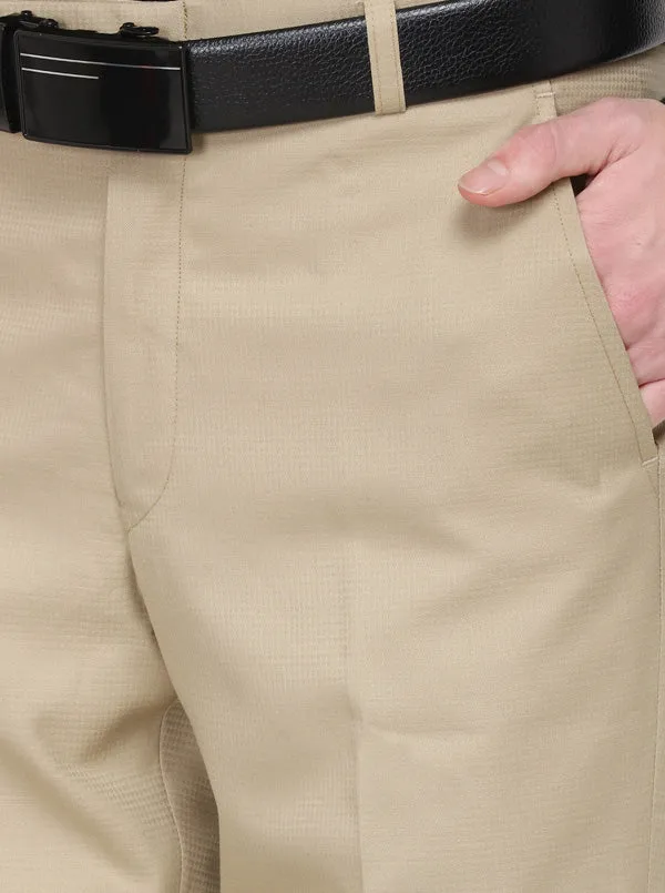 Beige Solid Slim Fit Formal Trouser | Greenfibre