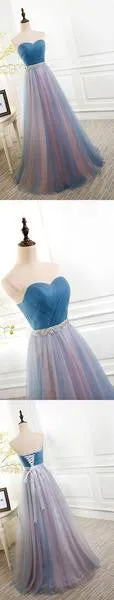 Best Sale Tulle Sweetheart Lace up Back Evening Cheap Long Prom Dresses, WG759