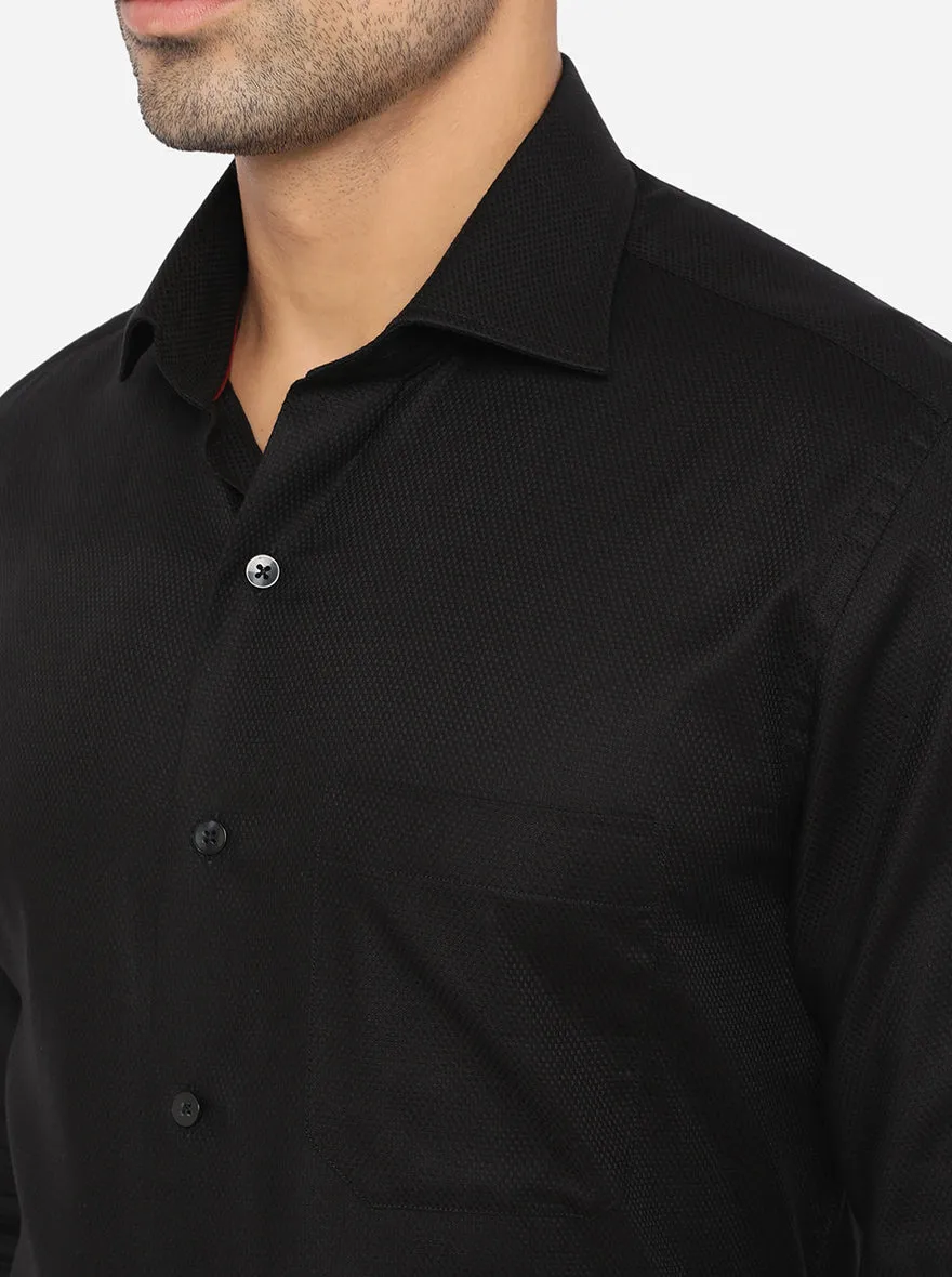 Black Dobby Slim Fit Formal Shirt | Metal