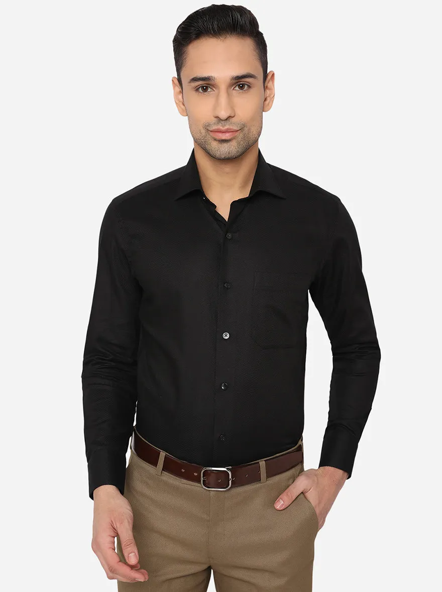 Black Dobby Slim Fit Formal Shirt | Metal