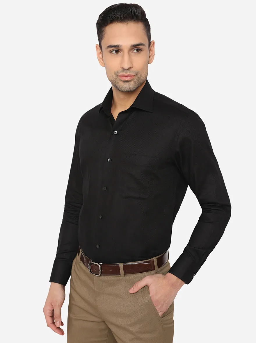 Black Dobby Slim Fit Formal Shirt | Metal