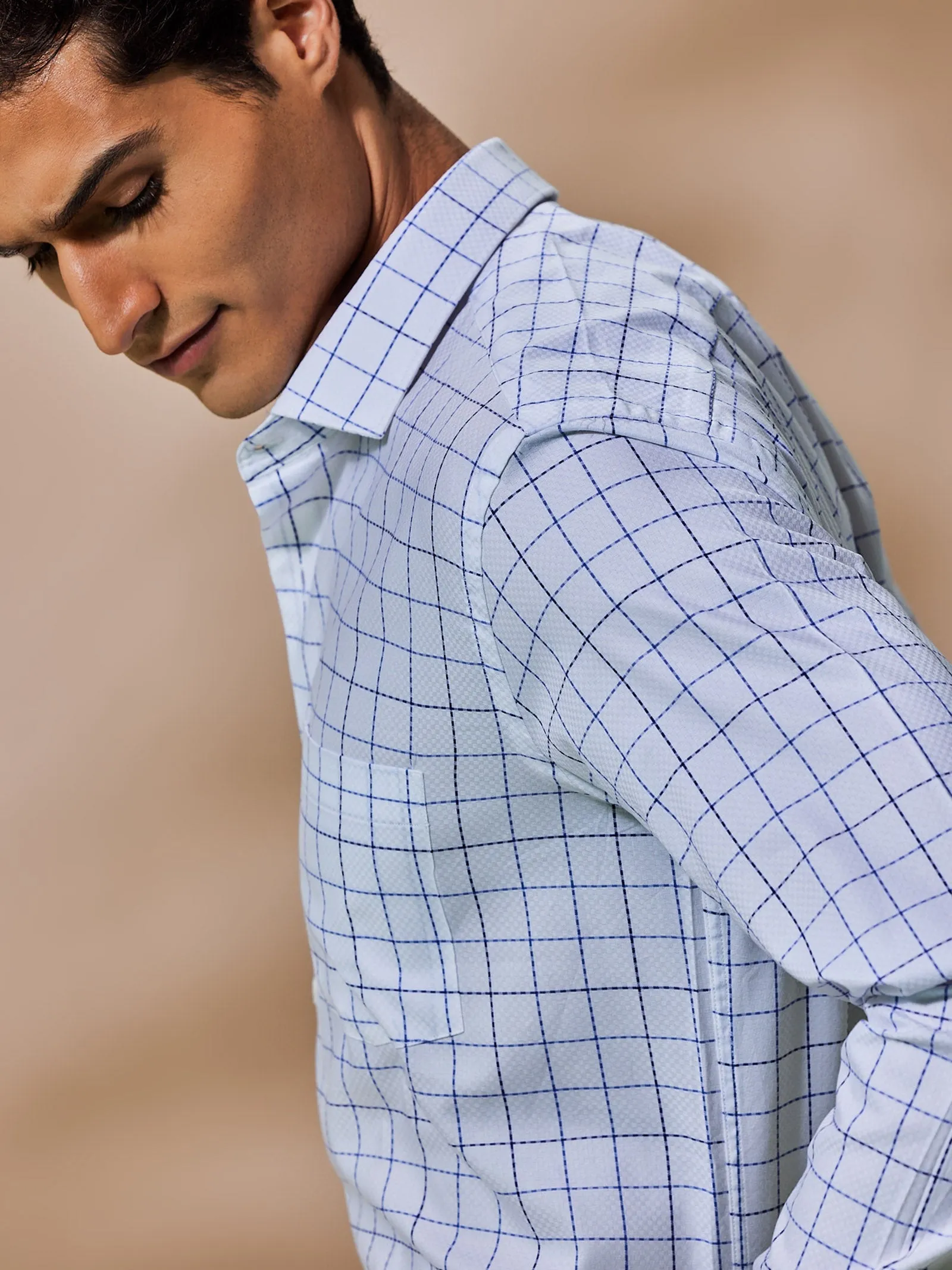 Blue Checked Giza Formal Shirt