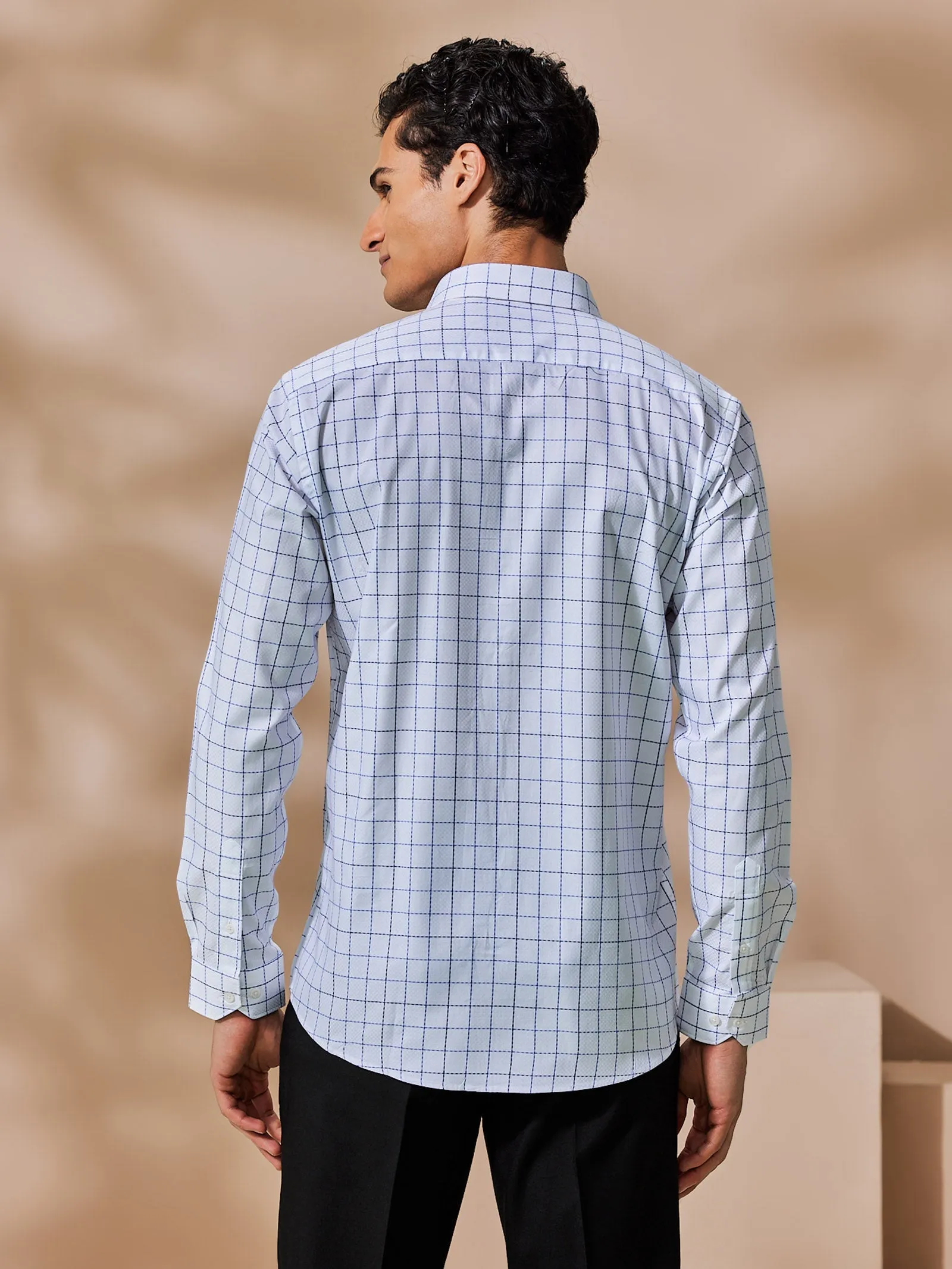 Blue Checked Giza Formal Shirt