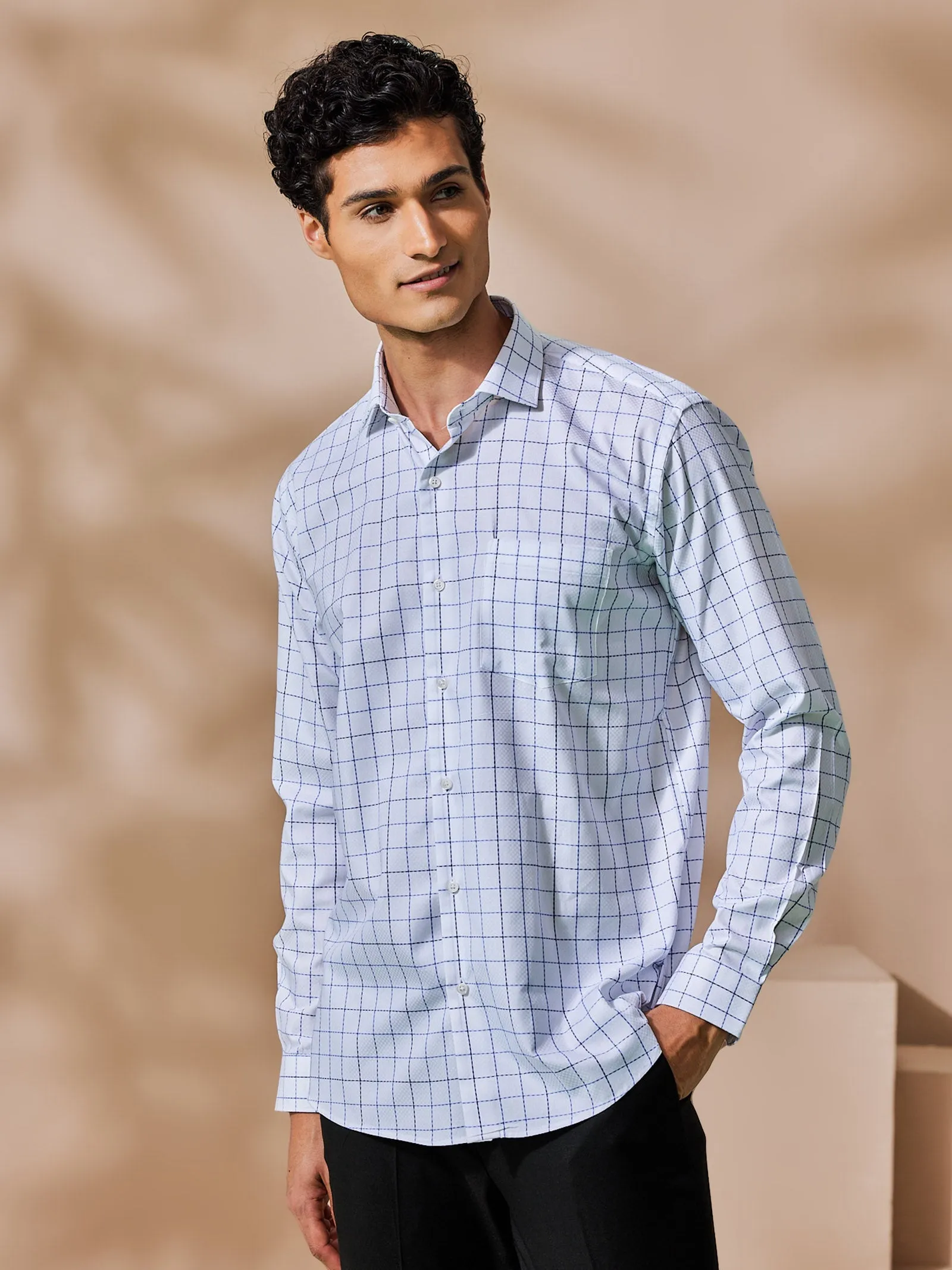 Blue Checked Giza Formal Shirt