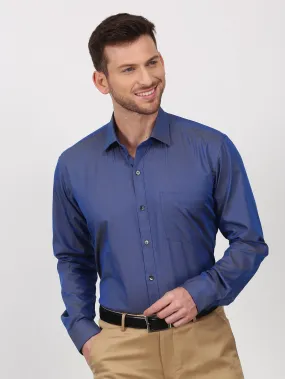 Blue Solid Long Sleeve Formal Shirt