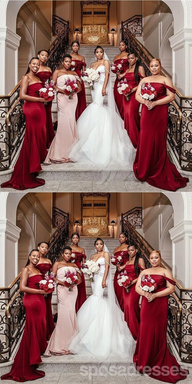 Burgundy Mermaid One Shoulder Cheap Long Bridesmaid Dresses Online,WG1219