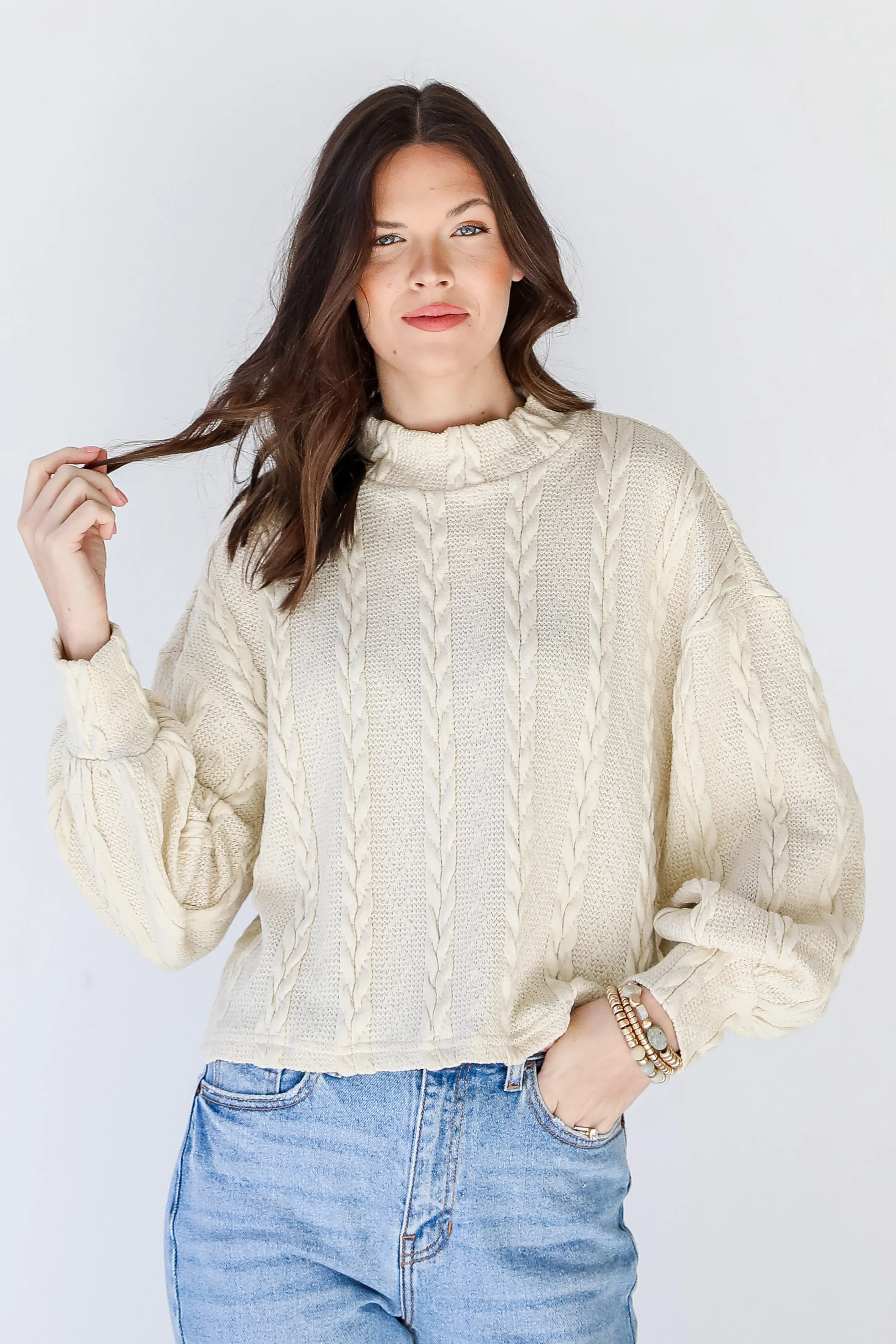 Call Me Cozy Cable Knit Top