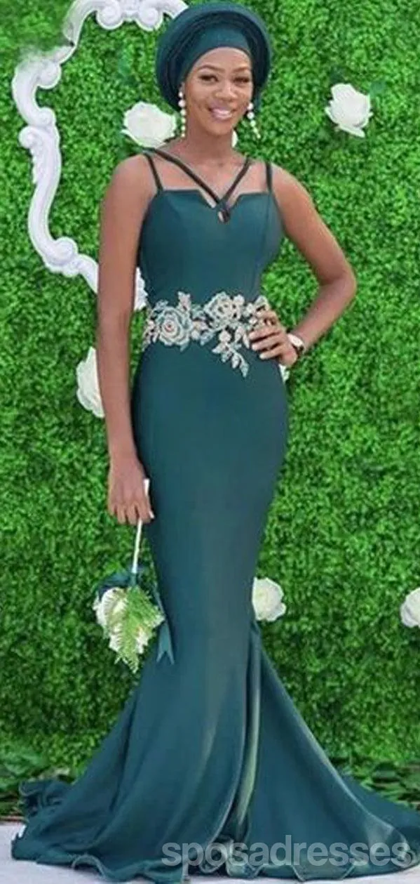 Charming Teal Mermaid Unique Straps Cheap Long Bridesmaid Dresses,WG1484