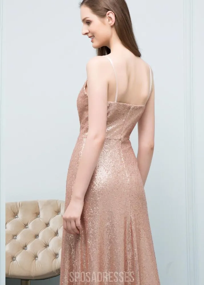 Cheap Sparkly Floor Length Mismatched Gold Sequin Bridesmaid Dresses, WG547