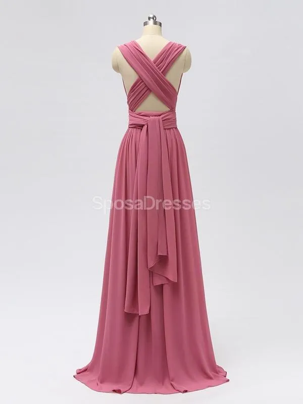 Convertible Chiffon Long Pink Cheap Bridesmaid Dresses Online, WG603