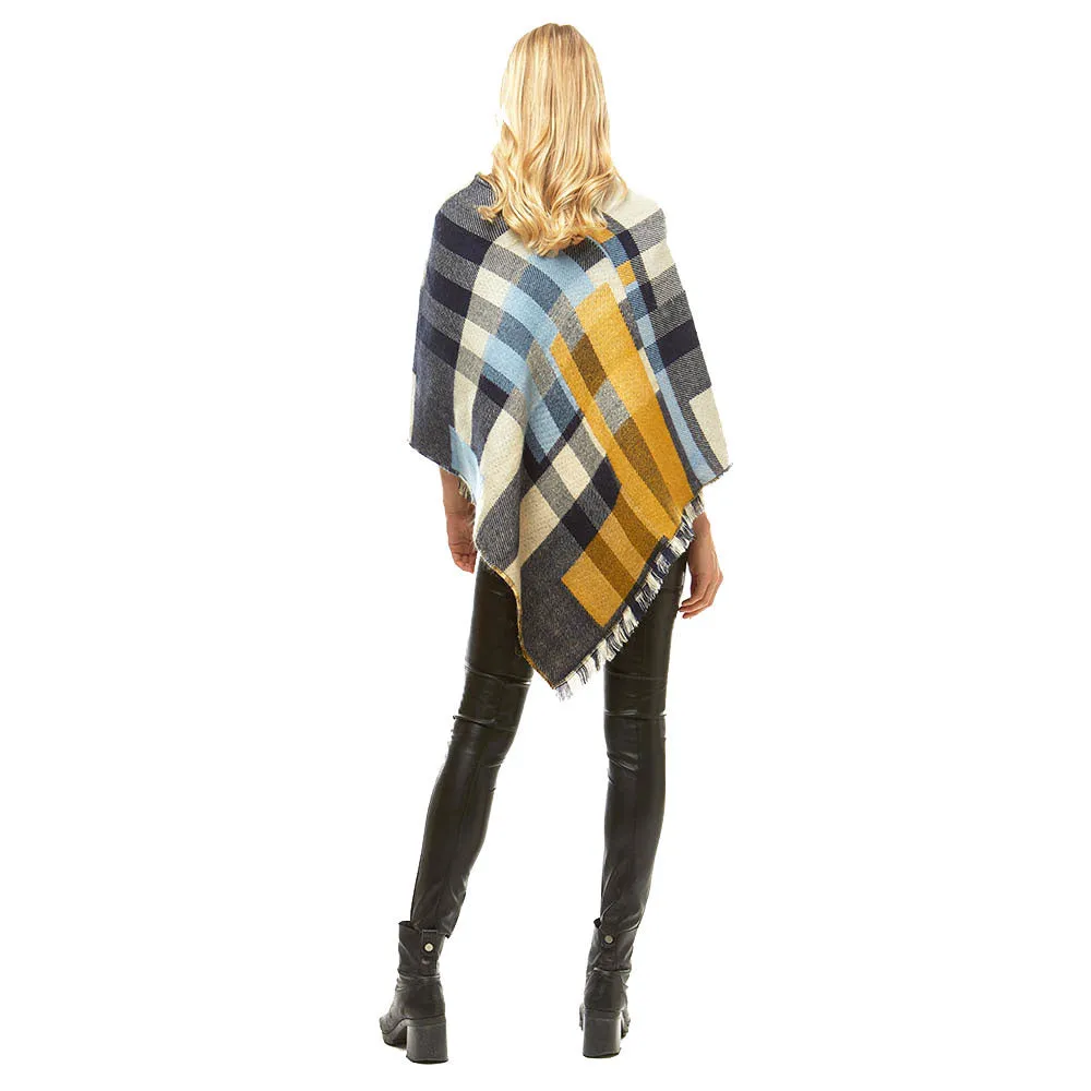 Cozy and Soft Multi Colored Plaid Poncho