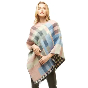 Cozy and Soft Multi Colored Plaid Poncho