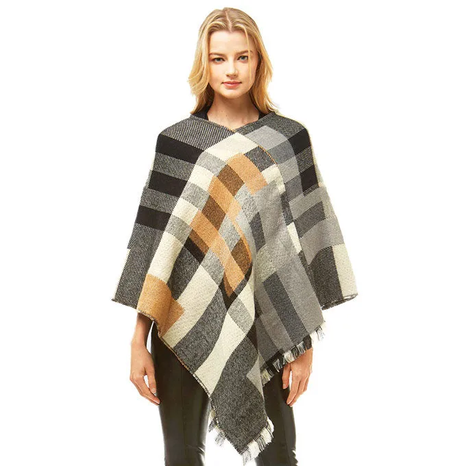 Cozy and Soft Multi Colored Plaid Poncho