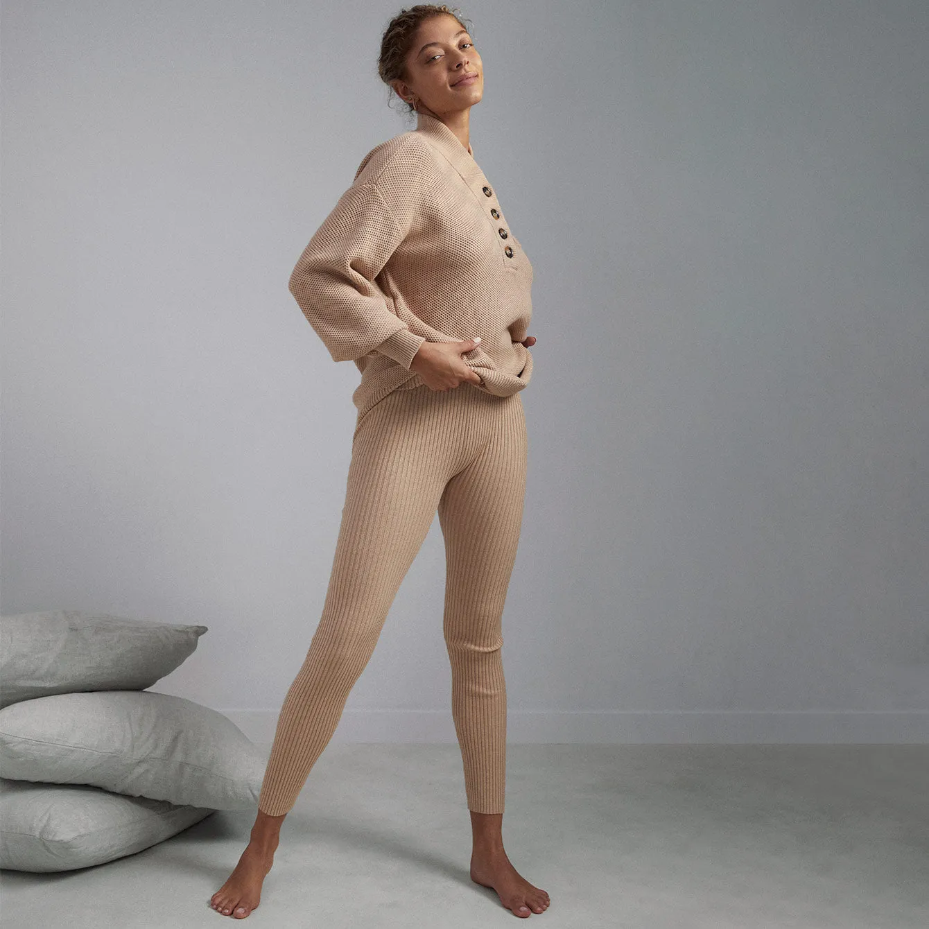 Cozy Cotton Silk Ribbed Legging