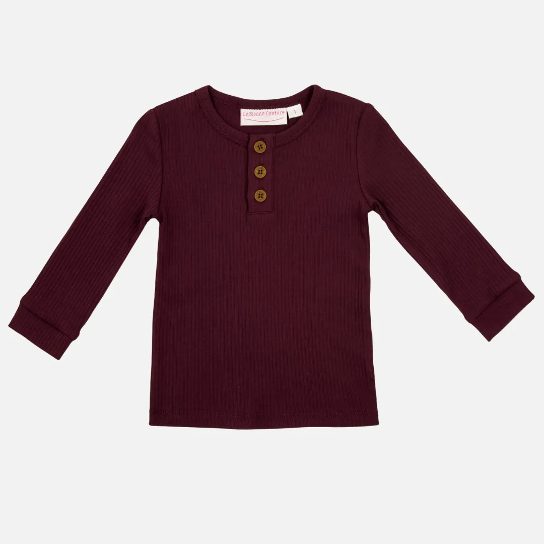 Cozy Long Sleeve Bodysuit/Top - Port