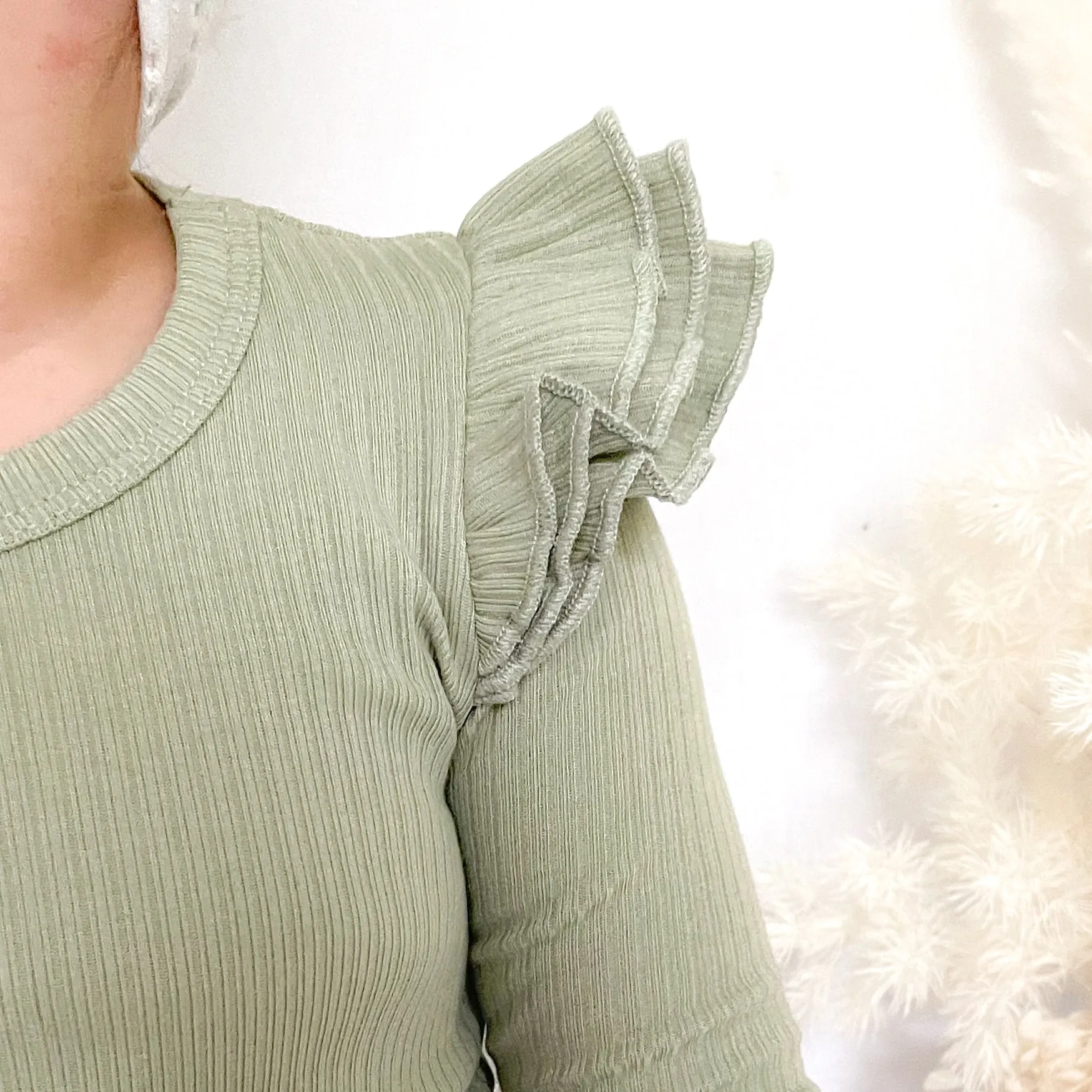 Cozy Long Sleeve Flutter - Sage