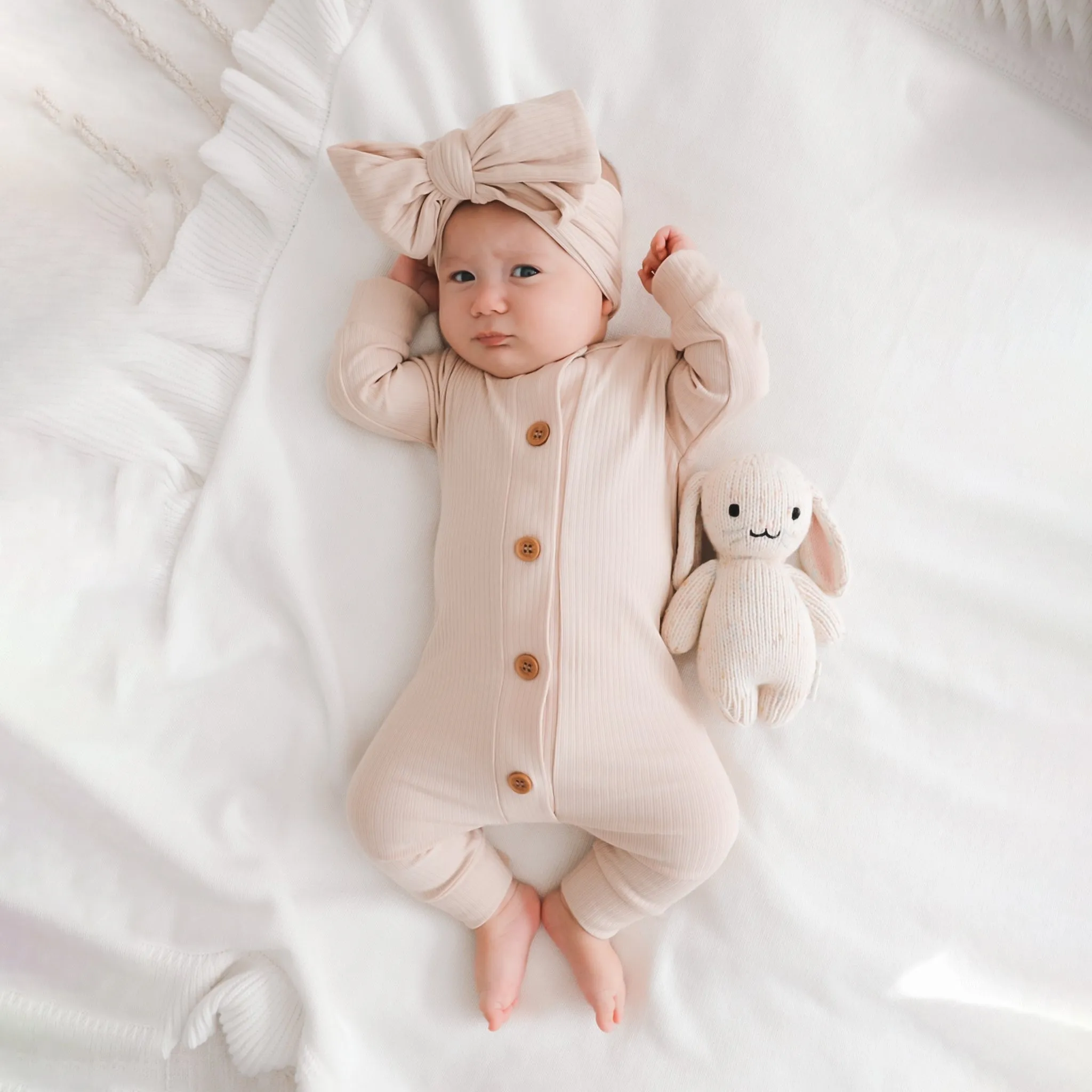 Cozy Long Sleeve Louie Romper - Oatmeal