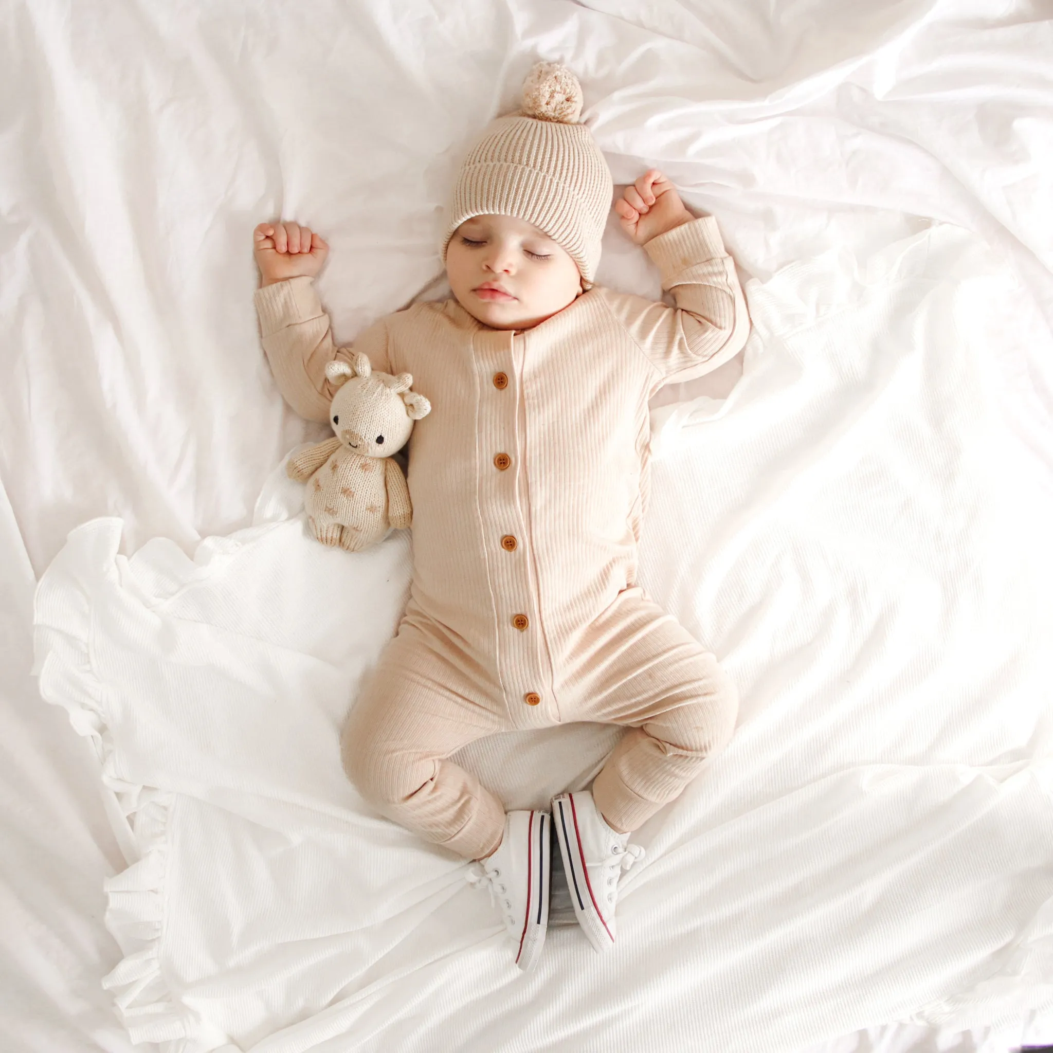 Cozy Long Sleeve Louie Romper - Oatmeal