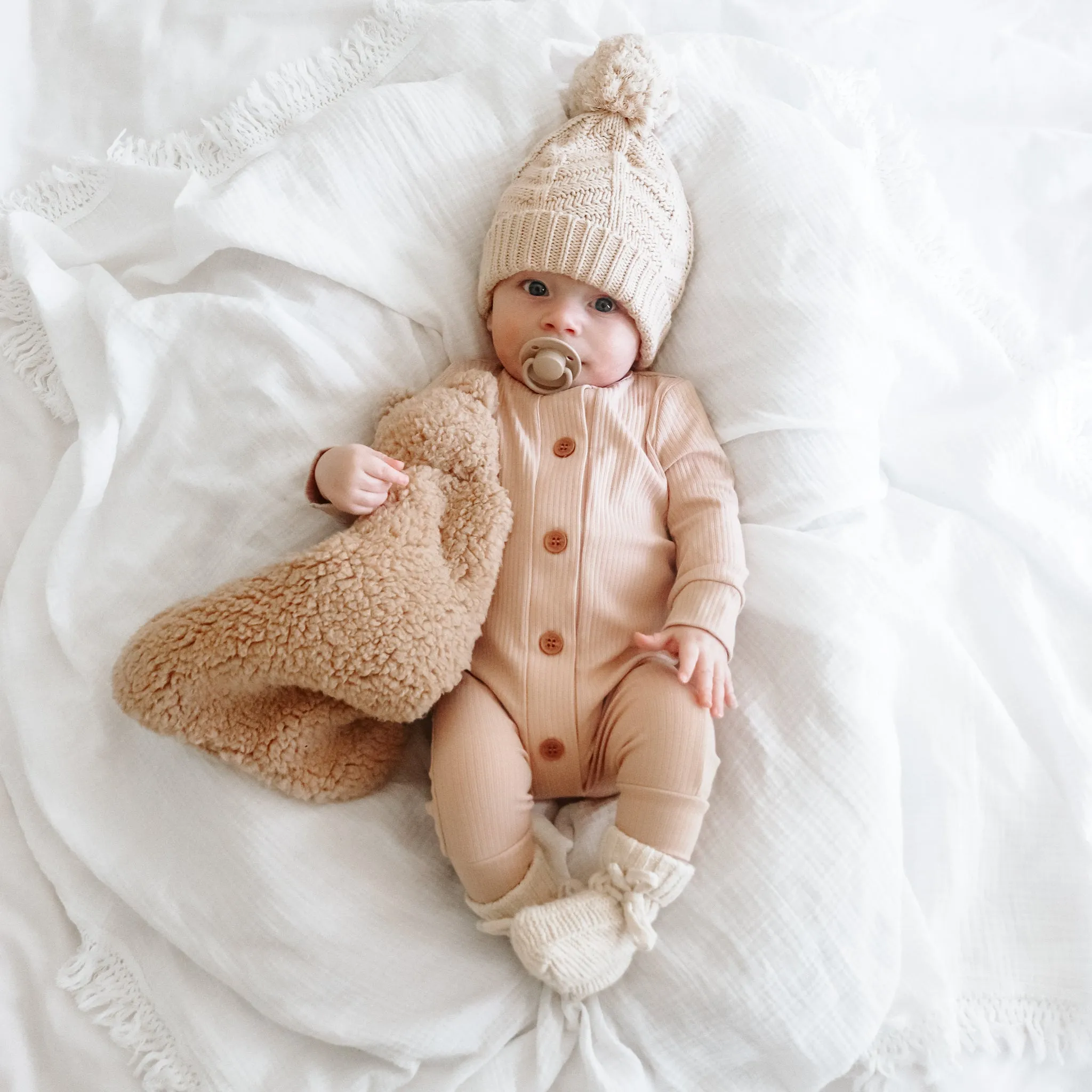 Cozy Long Sleeve Louie Romper - Oatmeal