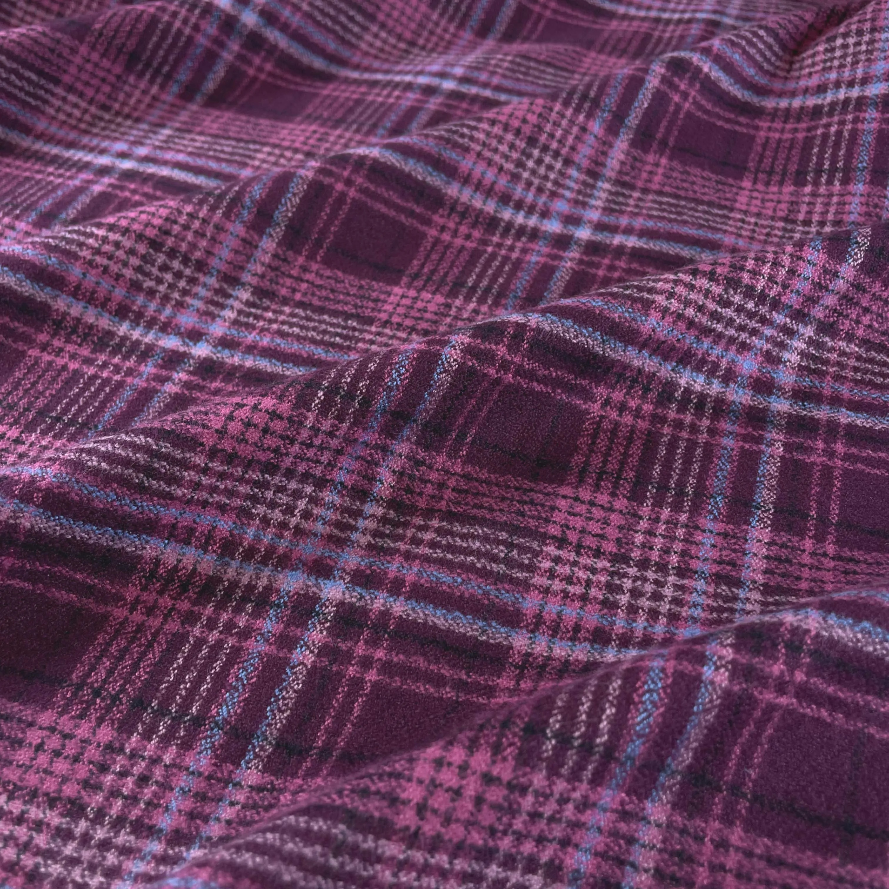 Cozy Organic Cotton Flannel in Aubergine Plaid