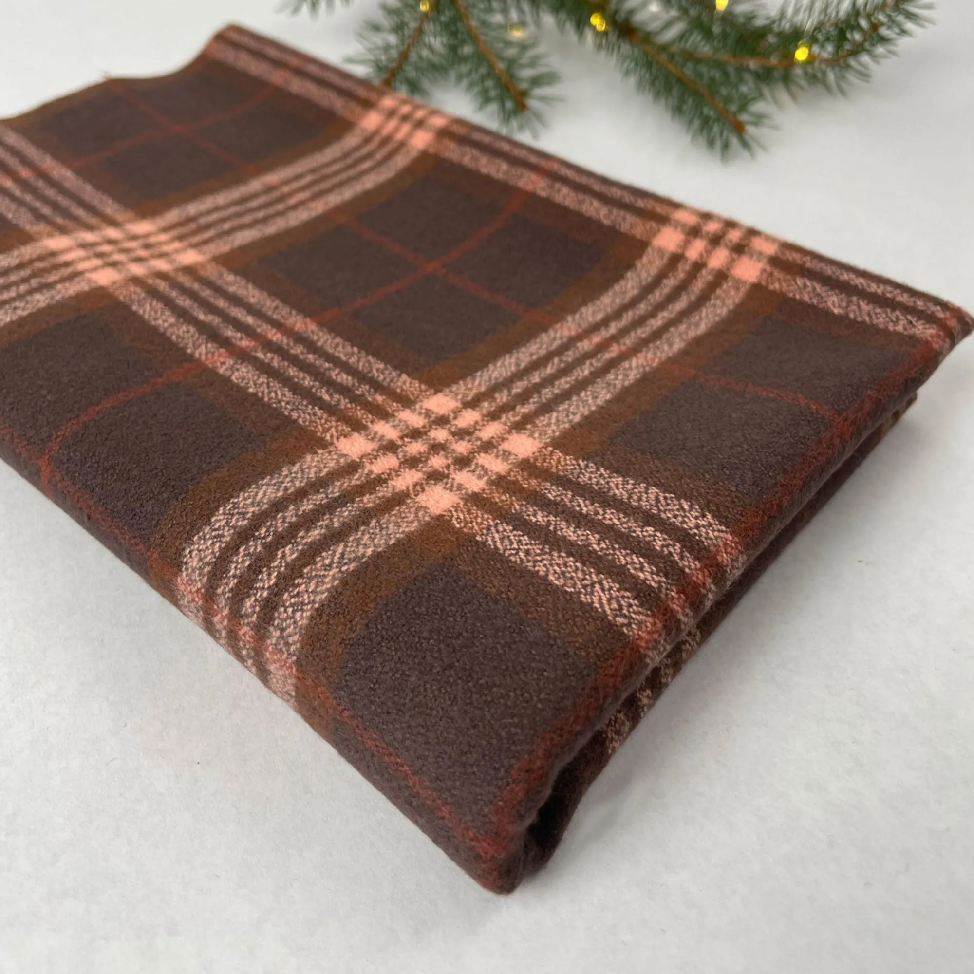 Cozy Organic Cotton Flannel in Cocoa Plaid