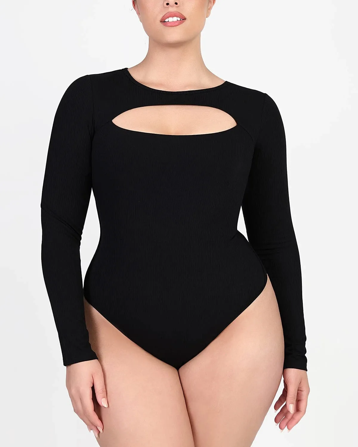 Cozy Ribbed Chic Cut-Out Bodysuit