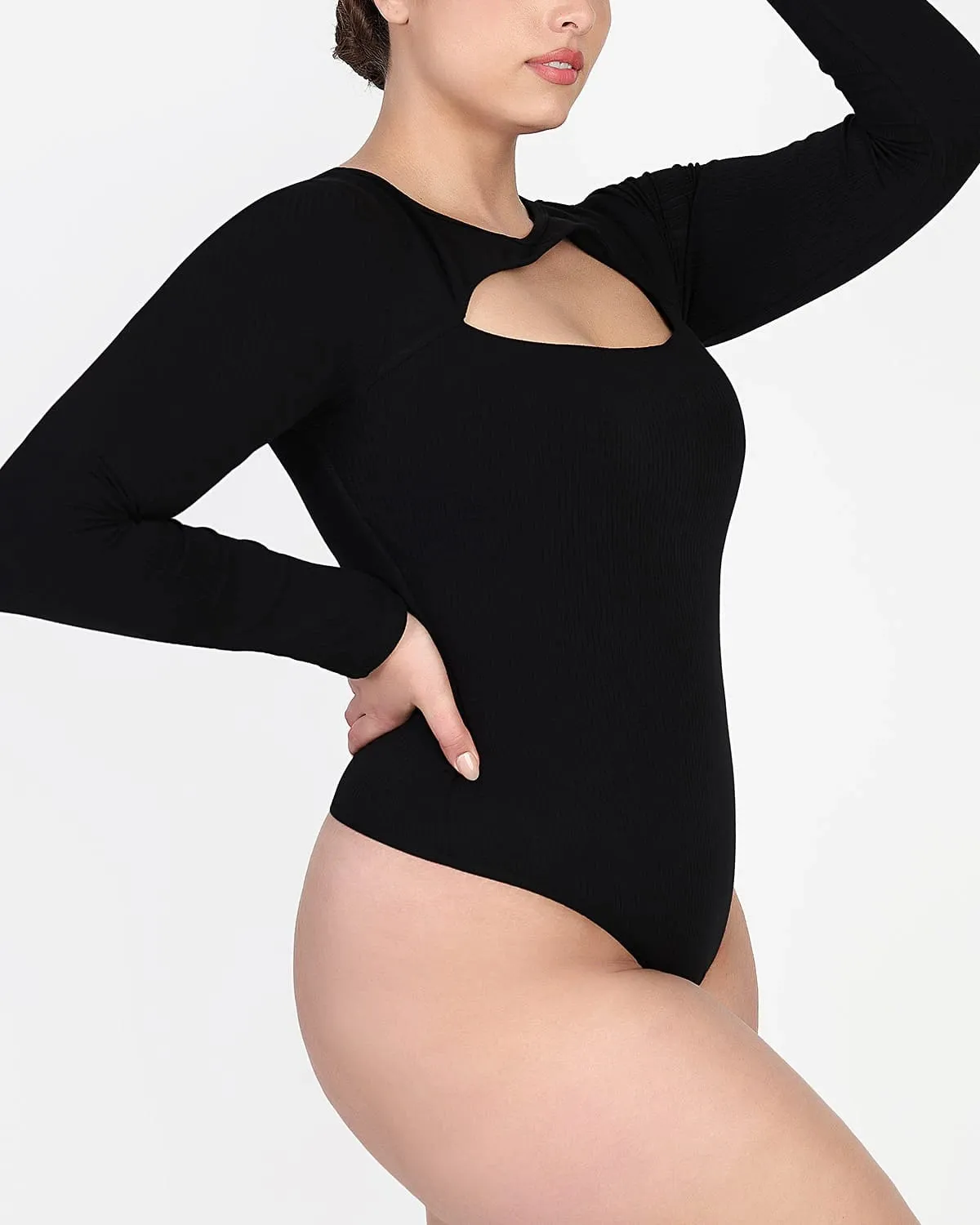 Cozy Ribbed Chic Cut-Out Bodysuit