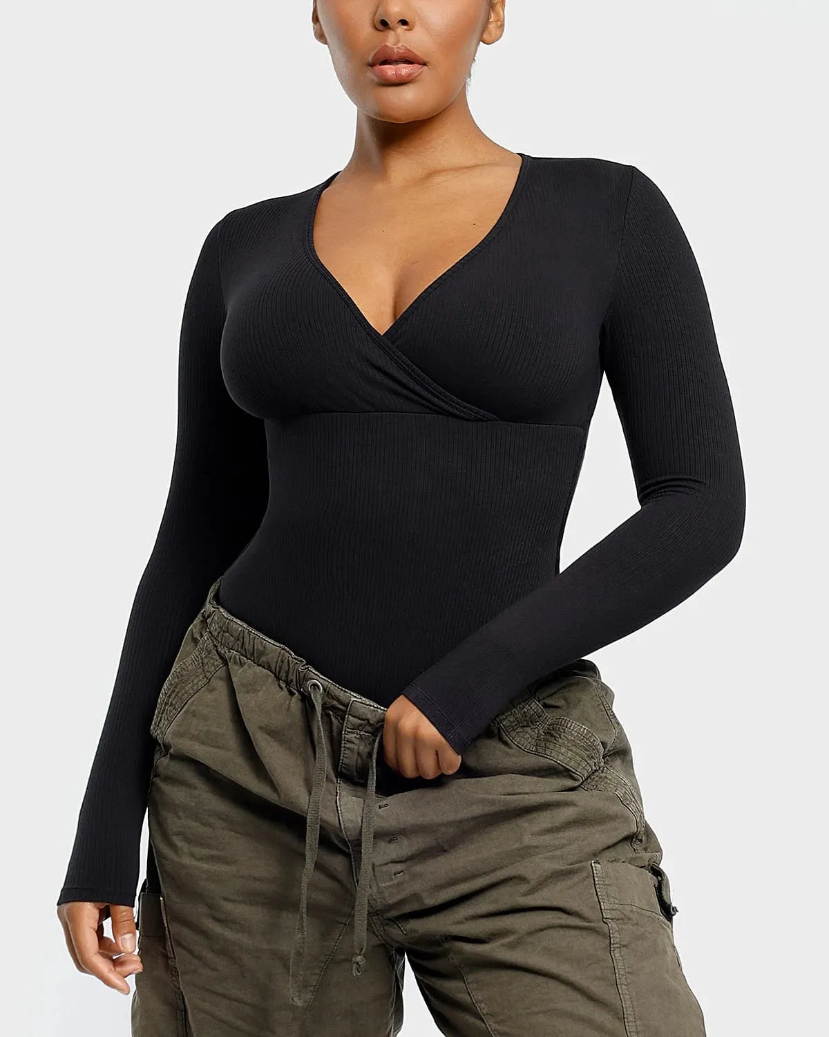 Cozy Ribbed Chic Cut-Out Bodysuit