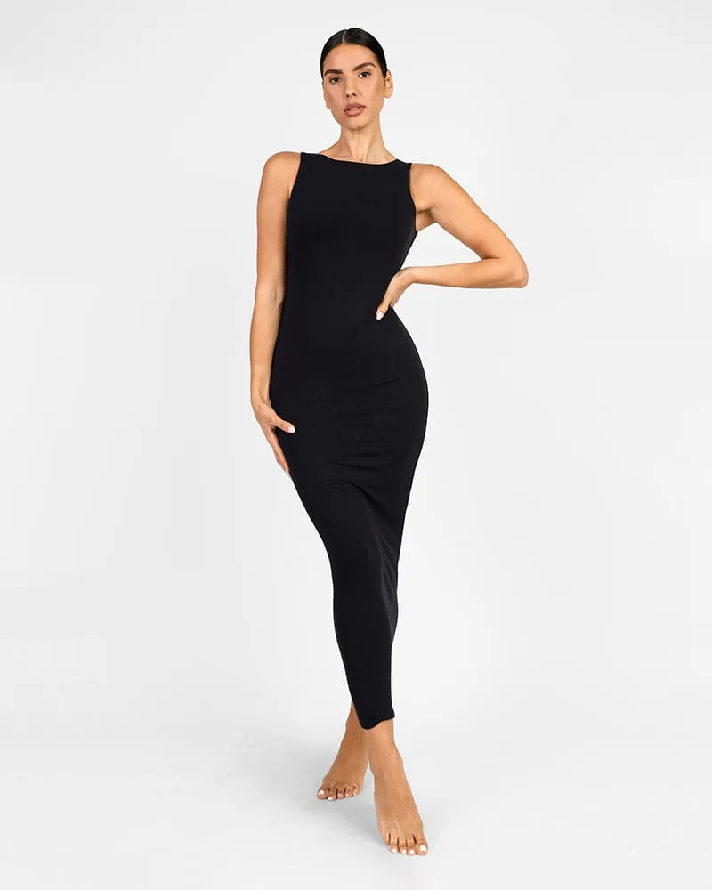 Cozy Ribbed Sleeveless Long Shaping Dress