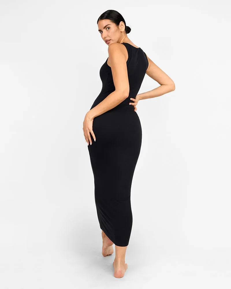 Cozy Ribbed Sleeveless Long Shaping Dress