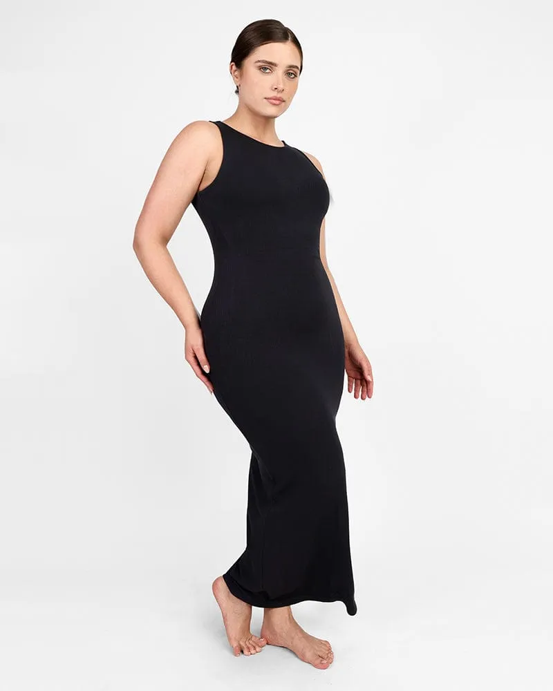 Cozy Ribbed Sleeveless Long Shaping Dress