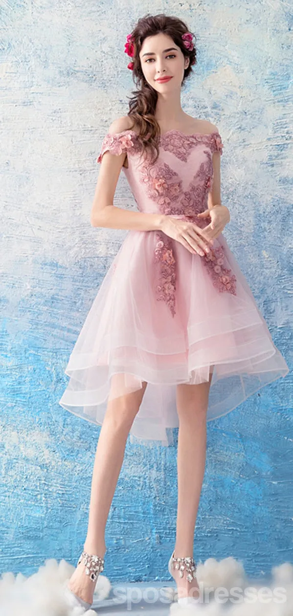 Cute Pink Off Shoulder Homecoming Dresses,Cheap Short Prom Dresses,CM898