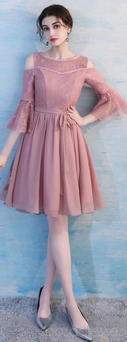 Dusty Pink Chiffon Mismatched Simple Cheap Bridesmaid Dresses Online, WG513