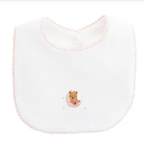 Embroidered Bib - Sleep Tight Bear - Pink