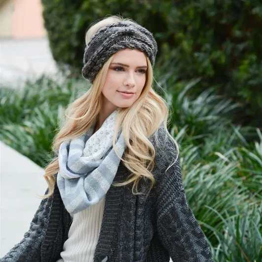 Final Sale - Cozy Knit Head Wrap in Grey